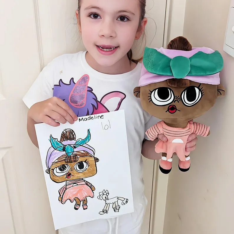 Custom Plushie from Your Art | Handmade Stuffed Animal - Turn Child's Drawing into Plushie | Birthday Gift | Handmade Doll | Graduation Gift